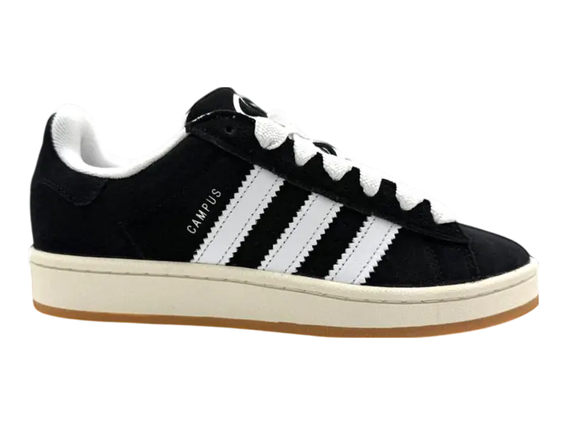 Sneaker Loco black suede low-top sneaker with white side stripes