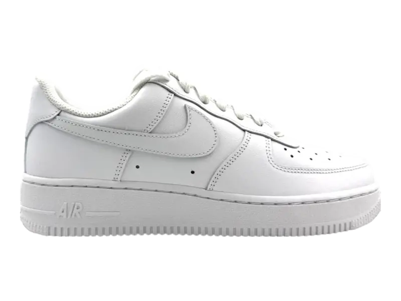 Sneaker Loco all-white leather low-top casual sneaker side view